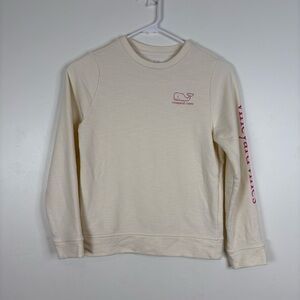 Vineyard Vines Girl’s Ivory Logo Sweatshirt Size Small 7-8